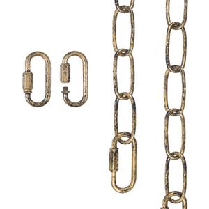 garini 6 Feet Aged Gold Light Fixture Chain, Adjustable Metal Pendant Chandelier Chain Extension with Detachable Link, Maximum Load is 66 Pounds