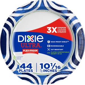 Dixie Ultra Large Paper Plates, 10 Inch, Heavy Duty Disposable Plates, 172 ct