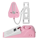 Portable Door Lock & Door Stop Alarm Set, Dual Protection Home Security Door Kit, Travel Hotel Door Lock Devices Pocket Self Defensey Tools for Traveling Hotel Home Apartment,Pink