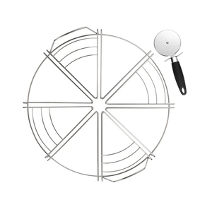 Cut Perfectly Even Slices - Pizza Cutting Guide with Pizza Cutter | 1-Pack | Ideal for 12", 14", 16" Pizzas | 8 Slices | Stainless Steel | Easy to use | Commercial Use | Cuisine Ready