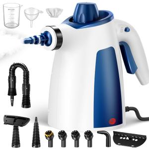 Handheld Steam Cleaner, 230F Pressurized Steamer with No Water Spitting & Continuous Steam, 350ML Chemical-Free Deep Cleaning for Grease & Grime, 12 Accessories for Grout, Bathroom, Kitchen & Car