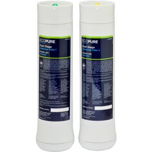 EcoPure ECODWF Dual Stage Water Filter Replacement Set  Fits ECOP20 Under Sink System  NSF-Certified  Reduces Lead, Chlorine, Cysts & More  6-Month Life  Easy, Mess-Free Changes