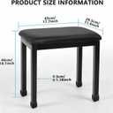 Black Piano Bench, Metal-Frame Padded Keyboard Stool, 17.7" L x 11.6" W x 18.1" H