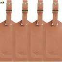 Travelambo Luggage Tags for Suitcases PU Leather Travel Tags Bag Tags Privacy Protection Travel Essentials (Yellowish Brown)