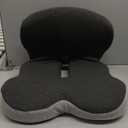 Ergonomic Seat Cushion with Adjustable Strap, Memory Foam Office Chair Seat Cushion with L-Shaped Design, Car Seat Cushion Fits for Truck Driver Semi Truck, Gaming Chair, Desk, Light & Dark Gray