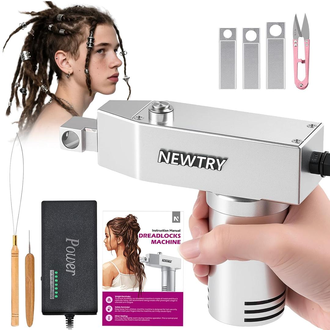 NEWTRY Dreadlocks Machine for Dreadlocks Extensions Creation, Fast & Easy DIY Portable Dreadlocks Maker, Automatic Loc Machine with Multiple Tools