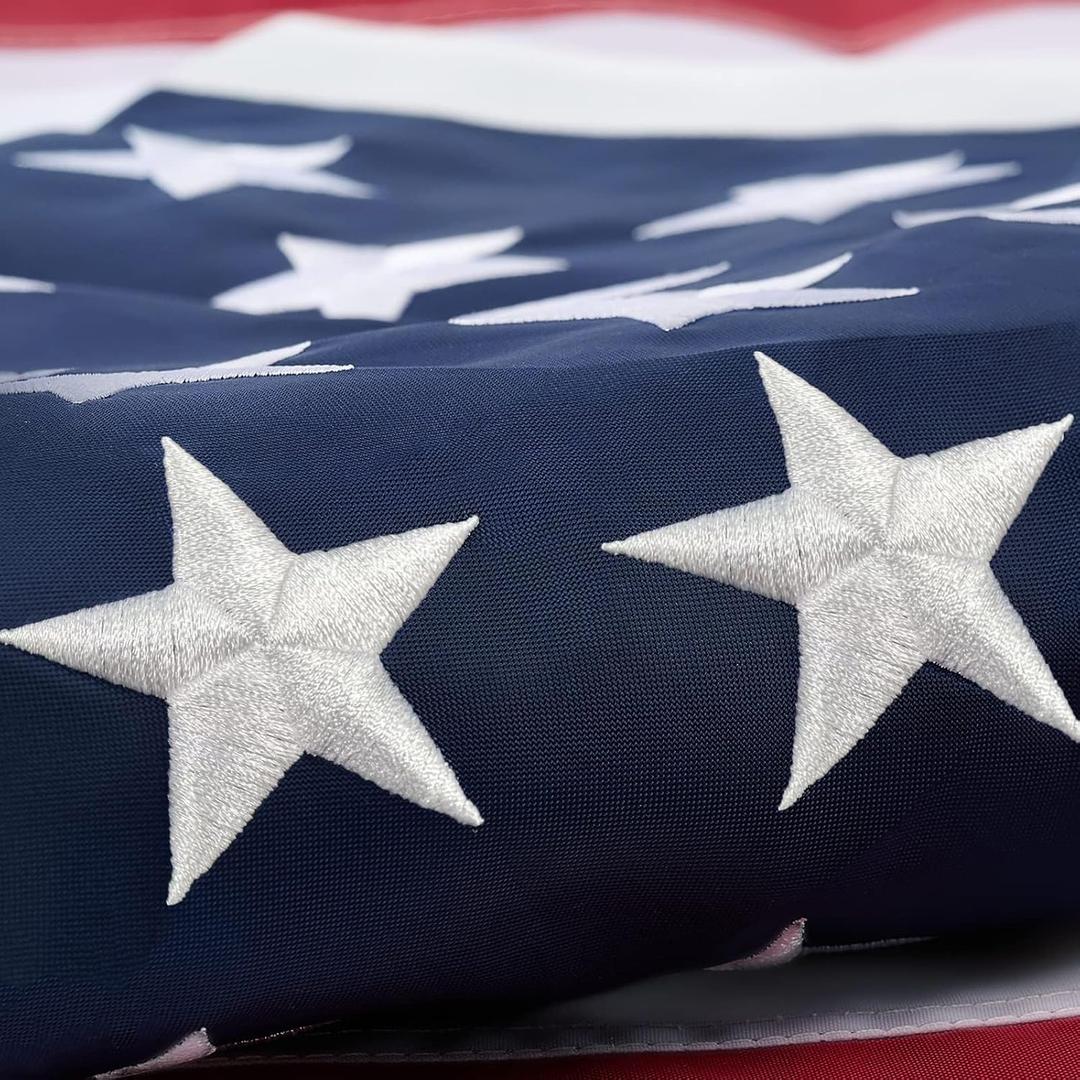 ROTERDON American Flags for Outside 4x6 ft, Embroidered Heavy Duty USA Flags for Outdoor High Wind, All Weather US Flag with 2 Brass Grommets and Sewn Stripes