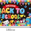 Welcome Back to School Backdrop, 3 * 5 FT Classroom Welcome Banner, First Day of School Decorations for Classroom, Photo Booth Backgroud, Teachers Students Party Supplies, 180x110cm