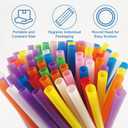 300 Individually Wrapped Boba Straws 0.43" x 9.5" Jumbo Disposable Plastic Straws for Smoothies, Milkshakes & Bubble Tea-Large Thick Straws, Plastic Straws Disposable, Boba Straws Disposable.