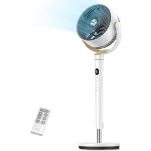 Dreo Fan for Bedroom, 120 Oscillating Standing Fan, Quiet Pedestal Fan with DC Motor, 9 Speeds, 4 modes, 20dB, 120 Manual Vertical, 37-42" Adjustable Height, 9H Timer, White