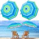 Buryeah 2 Pcs Automatic Chair Umbrella with Universal Clamp 44" UPF 50+ Portable Clamp on Beach Chair Adjustable Wheelchair Umbrella for Outdoor Patio Parasol