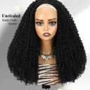 quickwig Curly Half Wig 3 In 1 Seamless Long Half Wigs for Black Women Kinky Curly Half Wig Glueless Shaggy Waves Flip Over Wigs Ready to Go Synthetic Headband Wig 20 Inches Black Color