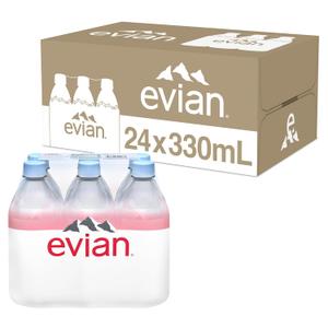 Evian Natural Spring Water, 330 ML (11.15 fl oz) bottles, 24 pack, BB 10/25/27