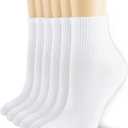 NevEND 6 Pairs Women's Mini Crew/Ankle Cotton Athletic Socks with Thick Cushioned, Medium, White