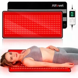 Alfavet Upgraded Red Light Therapy Mat for Body, 330 LEDs Medical-Grade TPU Red Light Therapy Pad, 660nm&850nm Infrared Light Therapy for Shoulder Back Pain Relief, 29.3" x 13"