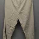 ECUPPER Womens Cotton Cropped Pants Loose Fit Wide Leg Capri Casual Plus Size Elastic Waist Trousers (12-14, Natrual)