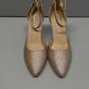 JOY IN LOVE Closed Toe Heels Pumps for Women 3IN Stiletto Pointed Toe Ankle Strap Heels (6.5, Gold Glitter)