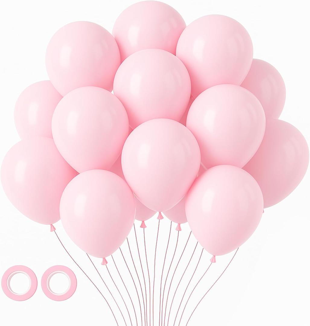 Voircoloria 105pcs Light Pink Balloons 12inch Pastel Pink Balloons for Boys Girls Birthday Baby Shower Gender Reveal Wedding Decorations