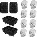 CHIYAN 3D Skull Silicone Ice Cube Mold - 2 Pack 1.9 Easy Release Flexible Silicone Freezer Tray, Reusable Whiskey Ice Cubes Mold Skull for Party Cocktails Champagne and Drinks