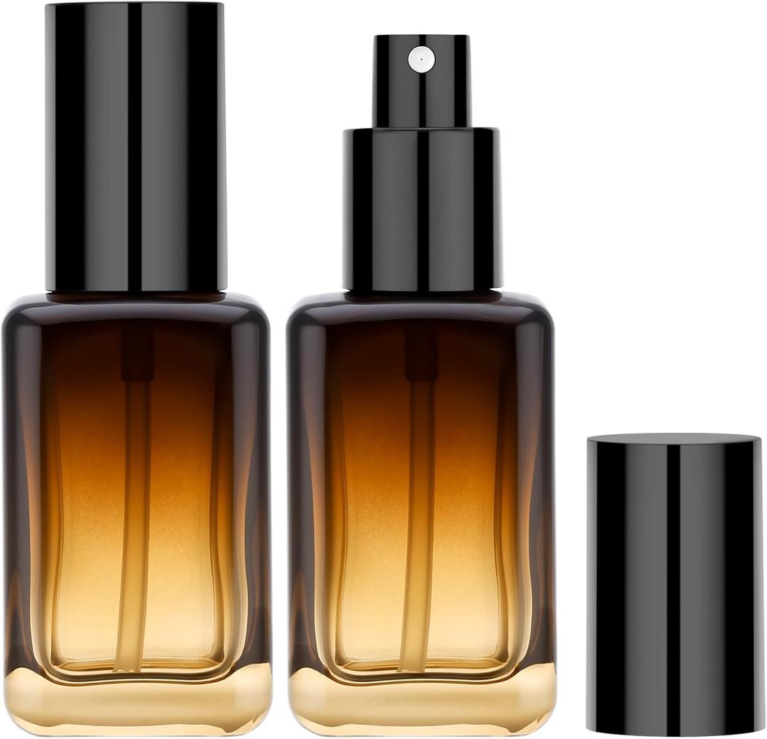 Segbeauty 1.7oz Amber Glass Spray Bottles Empty for Travel, 2pcs Perfume Refillable Travel Size Spray Bottle for Hair, 50ml Fine Mist Perfume Atomizer Sprayer, Small Liquid Containers Empty Bottles