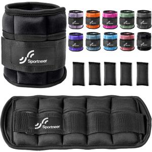 Sportneer Adjustable Ankle Weights 1 Pair 2 4 6 8 10 Lbs Leg Weight Straps for Women Men, Weighted Ankle Weights Set for Gym,Fitness, Workout,Walking, Jogging,1-5 lbs Each Ankle, 1 Pair 2-10 lbs (Black)