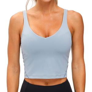 THE GYM PEOPLE Womens' Sports Bra Longline Wirefree Padded with Medium Support M