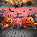 Pink Halloween Decor Happy Halloween Kids Banner, 4x6 ft Night Party Decorations, Spooky Indoor Ghost Banner (Orange Pumpkin)