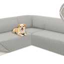 ALIECOM Corner Sectional Couch Covers L Shape Sofa Covers Washable Reversible Sectional Slipcover U Shape Pet Dogs Universal Furniture Protector with Elastic Straps (Light Gray, X-Large)