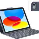 Case with Keyboard Compatible for iPad 10th Generation & 11th (A16, 2025): Bluetooth Wireless Magnetic Stand Rechargeable Keyboard with Pencil Holder (Grey)