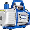 VIVOHOME 110V 1/2 HP 5 CFM Dual Stage Rotary Vane HVAC Air Vacuum Pump with Oil Bottle (blue)