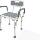 Dr. Aid Shower Chair for Elderly and Disabled  Heavy Duty Shower Seat with Arms and Back, Adjustable 6-Height Levels, Non-Slip Shower Stool for Tub or Inside Shower