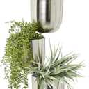 Deco 79 Metal Indoor Outdoor Planter Layered Wall Hanging Planter, Plant Hanger 12" x 12" x 25", Silver, Large