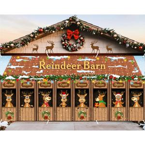 HunnmingRe 16 x 7Ft Christmas Garage Door Banner Decoration Magnetic Garage Door Covers Large Christmas Backdrop Decorations for Indoor Outdoor Xmas Party(Reindeer)