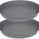 2 Pack of Plant Saucer 14 inch, Plastic Plant Saucers 14" Round, Flower Trays for Indoors Outdoor, Plant Drip Trays for Pots, Plant Water Tray for Planter 13-15" (14", Gray)