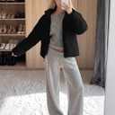 WHN Women Cropped Puffer Jacket Coat Winter Quilted Outerwear 2026 (Black, S)