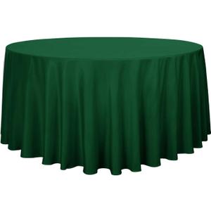 Sancua Round Tablecloth - 120 Inch - Water Resistant Spill Proof Washable Polyester Table Cloth Decorative Fabric Table Cover for Dining Tables, Buffet Parties and Camping, Hunter Green