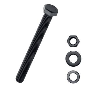 1/2-13 x 5 Hex Bolts with Nuts and Washers (4 Sets), 18-8 (304) Stainless Steel, External Hex Drive, Black Oxide Coated Hexagon Head Bolts Screws, Fayeploo