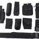 Police Security Duty Belt Modular Equipment Law Enforcement Hunting Game Versatile Utility Adjustable (Adjustable 35"-45". 9 pouches, Black)