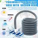 4 Pcs Swimming Pool Vacuum Kits 13" Vacuum Head with 1-1/2" x 29.5 ft Hoses, 13.7ft Pole and 17" Skimmer Net Flexible Head with Wheels for Above Ground Inground Hot Tub Cleaning Tool