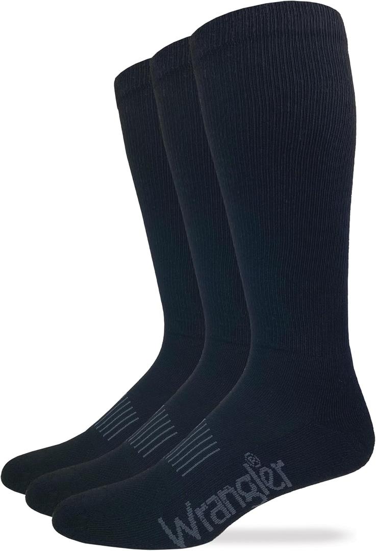 Wrangler Men's Western Boot Socks (Three Pairs) (Black)