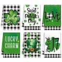 VitalCozy 6 Pcs St. Patrick's Day Kitchen Towels Shamrocks Buffalo Plaid Dish Towels Hand Towel 14 x 21 Inch Decorative Lucky Irish Tea Towel Spring Decoration for Kitchen Home Bathroom Gifts