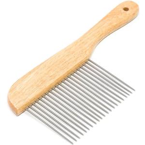 Ryan's Pet Supplies Paw Brothers Poodle Comb Brush for Dogs, Professional Grade, Wooden Ergonomic Handle, Stainless Steel Teeth, Dematting Comb for Dogs, Extra Long Teeth