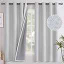 YoungsTex Linen Textured Blackout Curtains for Bedroom, Full Room Darkening Linen Window Curtain Drapes with Thermal Insulated Liner for Farmhouse Grommet, 2 Panels, 52 X 63 Inch, Birch