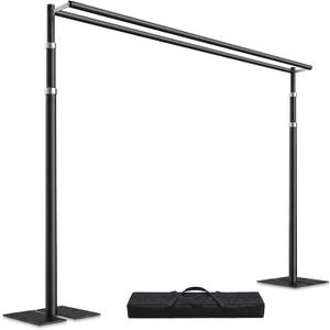 Novabright 10x10ft Backdrop Stand Double Crossbar, Heavy Duty, Black