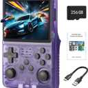R40S Pro+ Handheld Game Console, 30000 in 1 Games Mini Retro Video Console, 3.5-Inch IPS Screen,256GB TF Memory Memory,Built in 45+ Emulators,3800mAh Battery (Transparent Purple 256G)