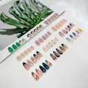 3 x 12packs(288Pcs) Press on Nails - OPkssnails French Tip Press on Nails Short Almond And Square Medium Nails,Reusable Press On Nails Kit with Nail Glue for Women