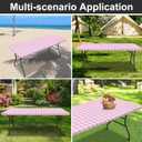 3 x Rectangle Vinyl Table Cloth, Waterproof Elastic Fitted Tablecloth with Flannel Backing, Plastic Table Cover for Picnic, Camping, Outdoor (White & Pink, 30"x72")