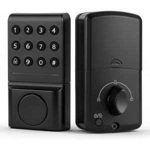 Matte Black Smart Keypad Deadbolt Keyless Entry Front Door Lock, Customizable User Codes & Auto-Lock, Easy Install (Includes 2 Backup Keys)