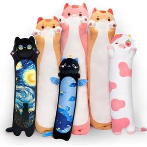 Mewaii Long Cat Plush Kawaii Kids Plush Toy Pillows, Cute Cat Stuffed Animals Soft Plushies, Kitten Big Plush Toys Throw Body Pillow Doll Gift for Girls Boys (Brown Cat Body Pillow 44 Inch)