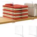 HBlife 2 Pack Clear Shelf Dividers, Vertical Purse Organizer for Closet Perfect for Sweater, Shirts, Handbags in Bedroom and Kitchen, Adjustable Acrylic Bookshelf for Organization